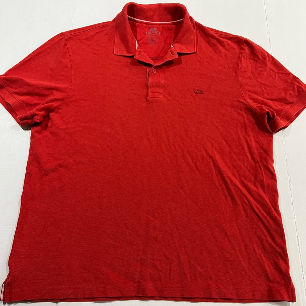 Lacoste Polo Shirt Men’s Red Size 8 3XL XXXL Alligator Crocodile Tonal